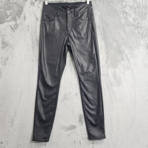 No Boundaries Pants Womens 9 Juniors Black Faux Leather 2-Button High Rise Skinn